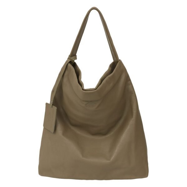 Bolsa Hobo savana de couro (verde musgo), compacta, com alça de ombro integrada.