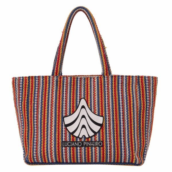 Maxxi Tote Mercado, bolsa sacola grande de tear artesanal mineiro em algodão reciclado, formato quadrado.